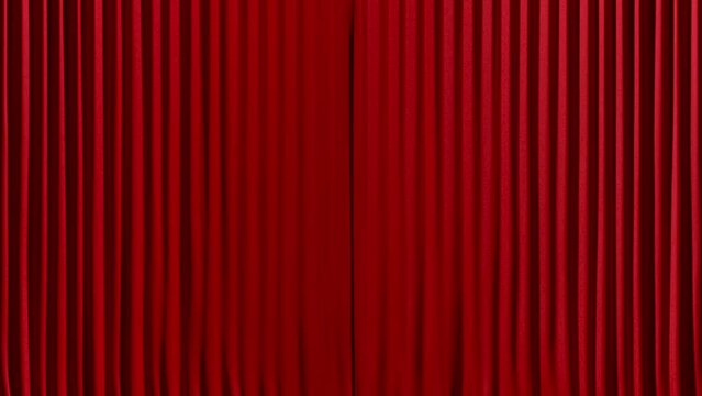 3D animation - Red theater curtain opening with black and white alpha channel