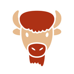 Bison buffalo ox glyph icon. Animal head vector