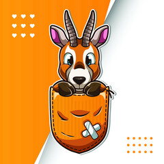 Cute cartoon antelope in a pocket © FEBRUARY STUDIO