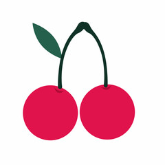 Delicious and fresh cherry fruit, isolated flat icon design vector illustration.