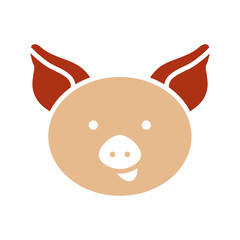 Pig glyph icon. Farm animal vector illustration