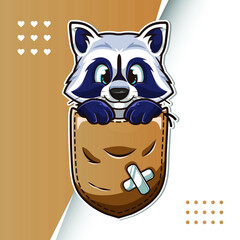 Cute cartoon racoon in a pocket © FEBRUARY STUDIO