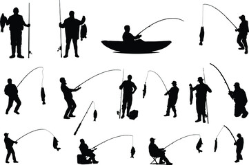 The set of Fishing silhouette
