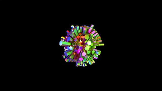 Rotation of an abstract iridescent figure with different colors