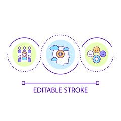 Socialization loop concept icon. Psychological approach in education. Cognitive and emotional skills abstract idea thin line illustration. Isolated outline drawing. Editable stroke. Arial font used