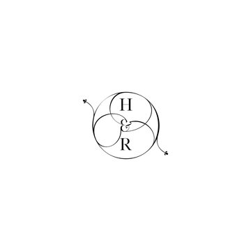 HR feminine wedding line initial concept with high quality logo design
