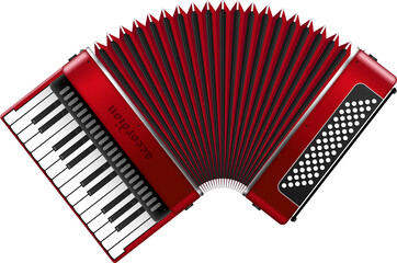 Realistic accordion vector illustration isolated on white background