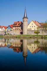 Fototapeta na wymiar Old town of Karlstadt on the main river in Lower Franconia (Unterfranken) in the state of Bavaria in Germany