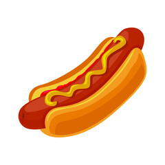 Fast food.American hot dog sandwich with ketchup and mustard emblem isolated vector illustration design.