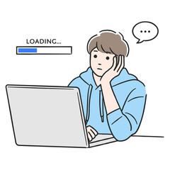 ローディングが長くて待ちくたびれる男性