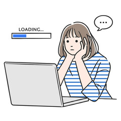 ローディングが長くて待ちくたびれる女性