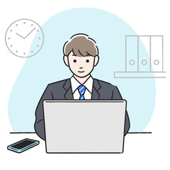 オフィスでパソコン作業をする男性