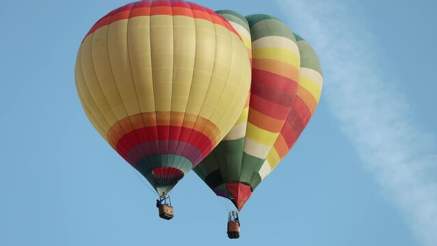 Hot Air Balloons in Carson Valley Nevada with Shallow Depth of Field on a Cold Winter Morning