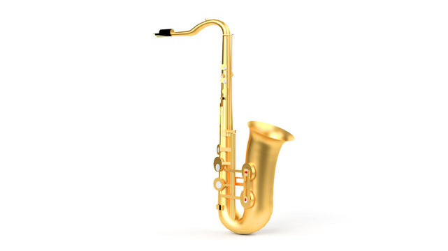 3d render golden saxophone on the old jazz music background