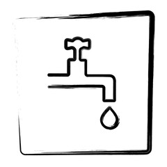 water faucet icon. brush frame. vector illustration.