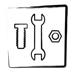 wrench icon. brush frame. vector illustration.