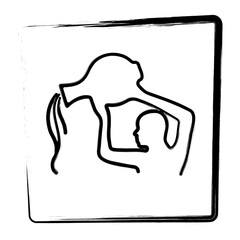 zodiac aquarius icon. brush frame. vector illustration.