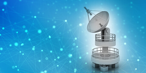 Satellite Dish and spaceship, 3d rendering