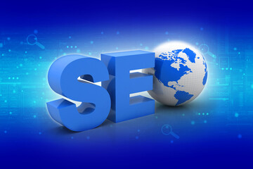 seo with globe concept 3d illustration
