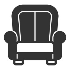 Luxury chair with armrests in vintage style - vector sign, web icon, illustration on white background, glyph style