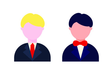 Bride and groom of a man. Vector illustration on white background.