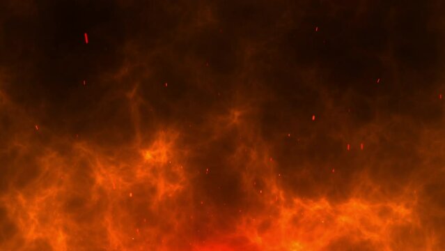 Fire particle ember with hot cloud smoke motion graphic background