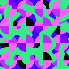 Seamless pattern with wave shapes and circles