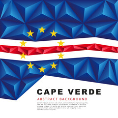 Polygonal flag of Cape Verde. Vector illustration. Abstract background in the form of colorful blue, white and red stripes
