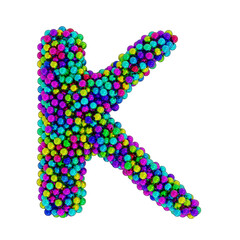 Letter K made of colored metal balls, isolated on white, 3d rendering
