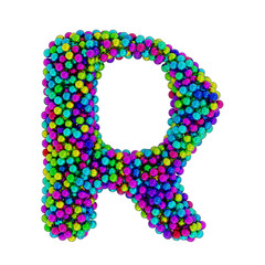 Letter R made of colored metal balls, isolated on white, 3d rendering