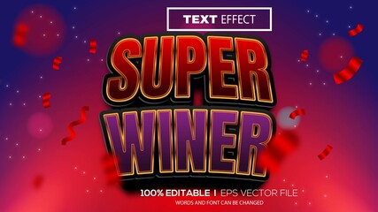 3D super winner text effect - Editable text effect
