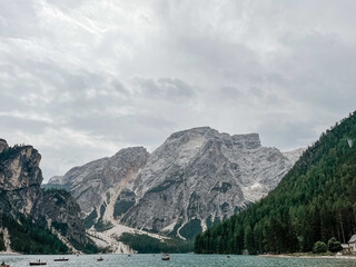 People on boats at the Lago Di Braies