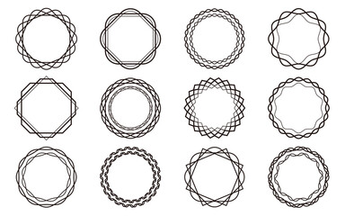シンプルで上品な円形フレームセット　線幅変更可能　黒線