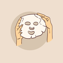 vector illustration of hands with care product in a simple hand-drawn style