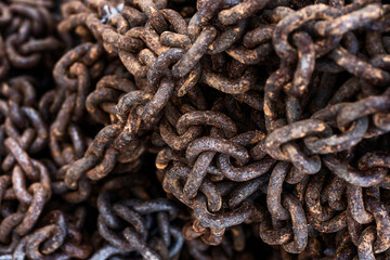 Texture of a metal old rusty chain.