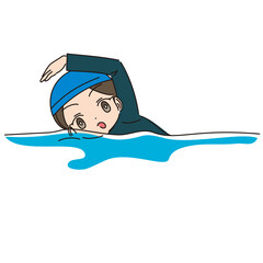 泳ぐジェンダーレス水着を着た子ども