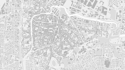 White and light grey Padua City area vector background map, streets and water cartography illustration.