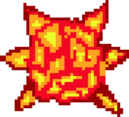 explosion pixel art, Video game explosion animation flame pixel art.
