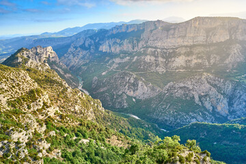 Panoramic view over Grand Canyon of Verdon in the Provence in southern France. Viewpoint 