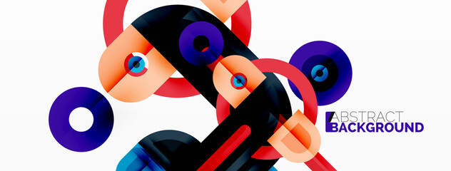 Creative geometric wallpaper. Minimal geometric background with round shapes. Trendy techno business template for wallpaper, banner, background or landing