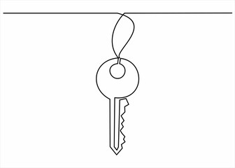 continuous line drawing of key