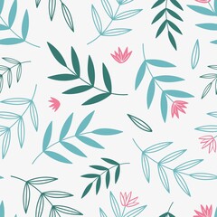 hand drawn vector illustration simple cute tropical leaves pattern for backgrounds, textile, clothes