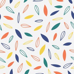 hand drawn vector illustration simple cute pattern of colorful abstract leaves for backgrounds, textile, clothing