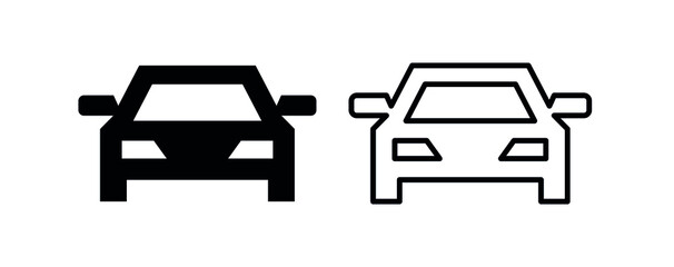 Car icon. Auto pictogram to indicate parking, highway or repair. Isolated vector illustration on white background.
