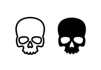 Obraz premium Skull icon. Symbol of poison and danger. Pirate flag attribute. Isolated raster illustration on white background.