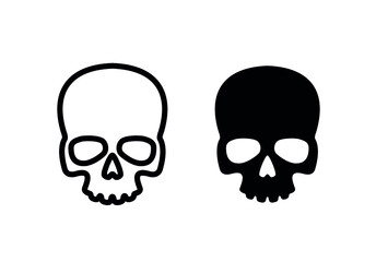 Skull icon. Symbol of poison and danger. Pirate flag attribute. Isolated vector illustration on white background.
