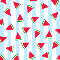 Obraz premium watermelon pattern for background. Seamless background with watermelon. Pieces of watermelon on background. Summer time. A simple pattern. jpg image illustration.