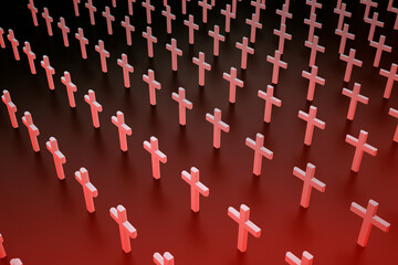 Fototapeta premium many red crosses on black background