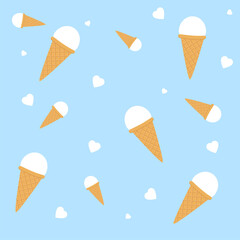 Seamless vector pattern with colorful ice cream and circles. For cards, invitations, wedding or baby shower albums, backgrounds, arts and scrapbooks.