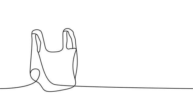 recommend clip art: Plastic bag one line continuous drawing. Waste bag continuous one line illustration. Vector minimalist linear illustration.